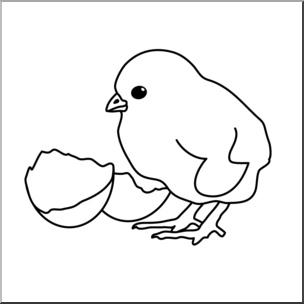 Clip Art: Chick & Egg B&W