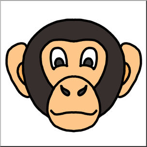 Clip Art: Cartoon Animal Faces: Chimpanzee Color – Abcteach