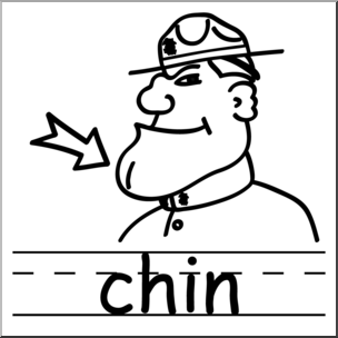 Clip Art: Basic Words: Chin B&W Labeled