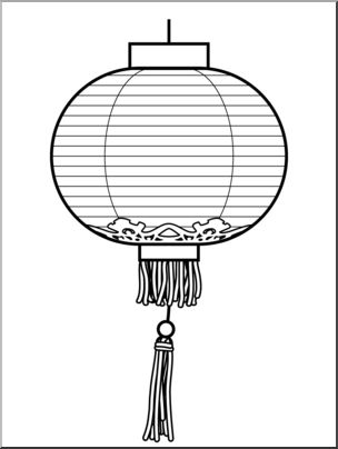 Clip Art: Chinese Lantern B&W