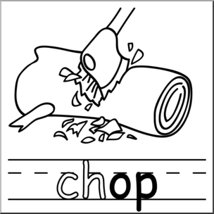 Clip Art: Basic Words: -op Phonics: Chop B&W