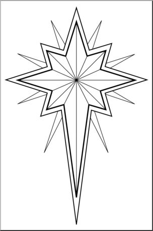 Clip Art: Religious: Christmas Star 3 B&W