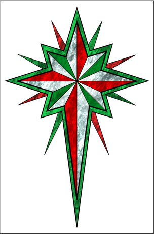 Clip Art: Religious: Christmas Star 3 Color1