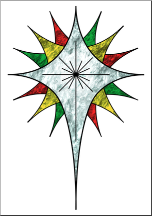 Clip Art: Religious: Christmas Star 5 Color 1