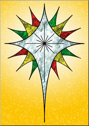 Clip Art: Religious: Christmas Star 5 Color 2