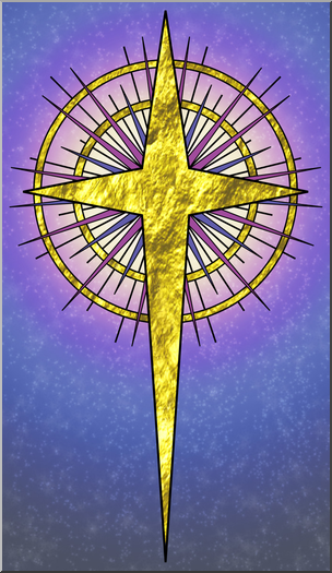 Clip Art: Religious: Christmas Star 6 Color 2