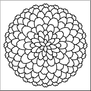 Clip Art: Flower: Chrysanthemum B&W
