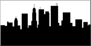 Clip Art: Cityscape Silhouette 1 B&W