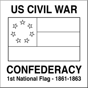 Clip Art: Flags: Civil War Confederate 1st National Flag B&W