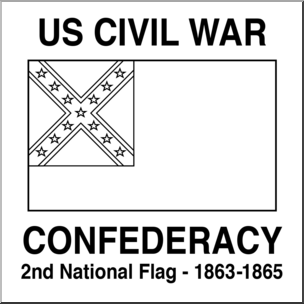 Clip Art: Flags: Civil War Confederate 2nd National Flag B&W