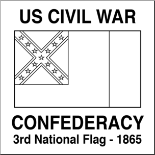 Clip Art: Flags: Civil War Confederate 3rd National Flag B&W
