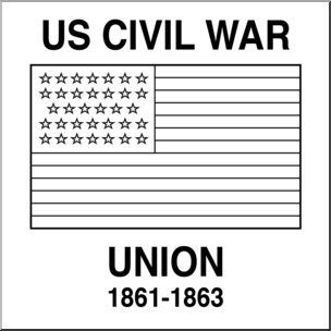 Clip Art: Flags: Civil War Union 34 Star Flag B&W