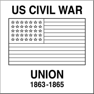 Clip Art: Flags: Civil War Union 35 Star Flag B&W