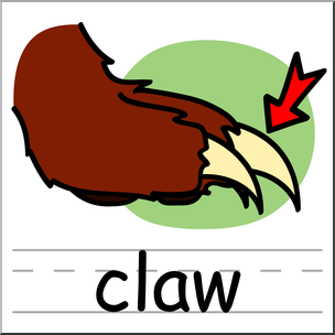 Clip Art: Basic Words: Claw Color Labeled