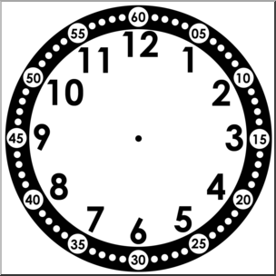 Clip Art: Clock 2 Blank Face B&W