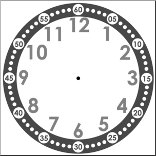 Clip Art: Clock 2 Blank Face Grayscale