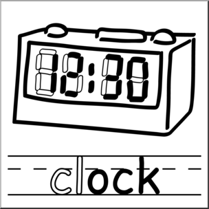 Clip Art: Basic Words: -ock Phonics: Clock B&W