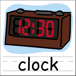 Clip Art: Basic Words: Clock Color Labeled