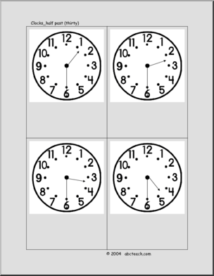 Telling Time – half past Flashcards