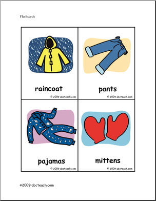 Flashcards: Clothes (color) set 2