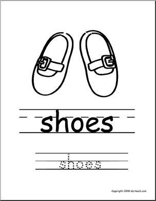 Coloring Page: Write and Color “Shoes” (ESL)