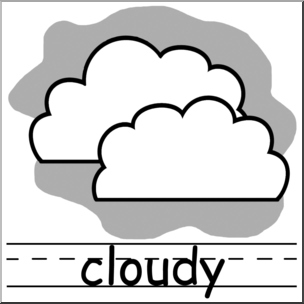 Clip Art: Weather Icons: Cloudy Grayscale Labeled