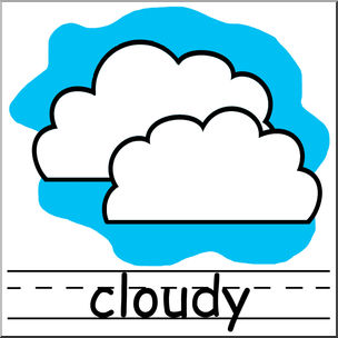 Clip Art: Weather Icons: Cloudy Color Labeled