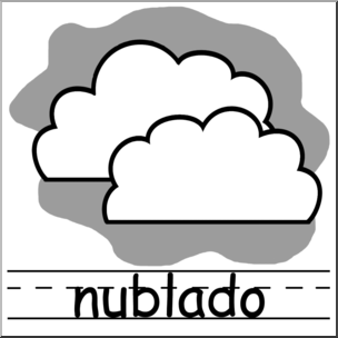 Clip Art: Weather Icons Spanish: Nublado Grayscale