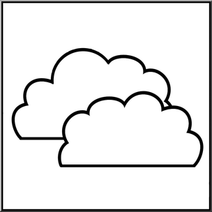 Clip Art: Weather Icons: Cloudy B&W Unlabeled