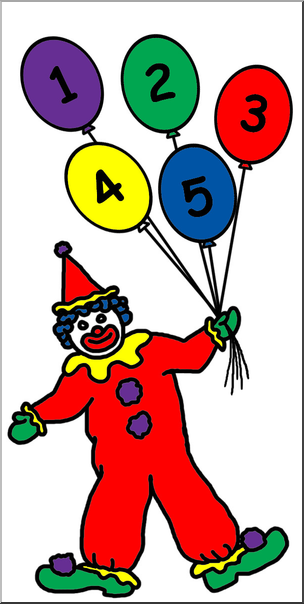 Clip Art: Counting Clown Color 02 Labeled