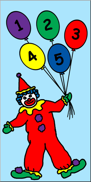 Clip Art: Counting Clown Color 01 Labeled
