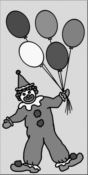 Clip Art: Counting Clown Grayscale Unlabeled