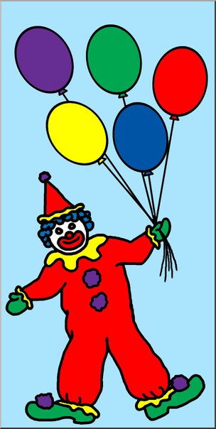 Clip Art: Counting Clown Color 01 Unlabeled