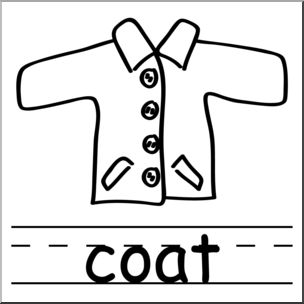 Clip Art: Basic Words: Coat B&W Labeled