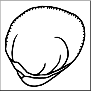 Clip Art: Seashells: Cockle Shell B&W