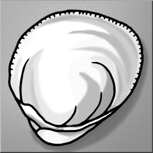 Clip Art: Seashells: Cockle Shell Grayscale