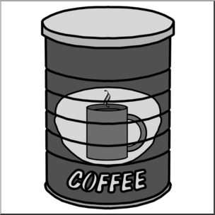 Clip Art: Food Containers: Coffee Can Grayscale