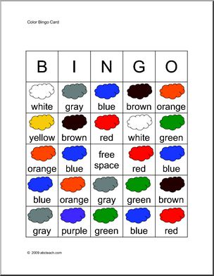 Bingo Cards: Colors (elementary) – colors with words