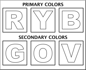 Clip Art: Color Chart 2 Primary & Secondary B&W