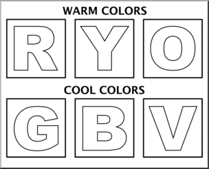 Clip Art: Color Chart 2 Warm & Cool B&W
