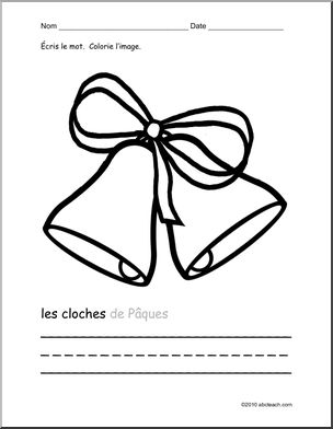 French: colorie/Ãˆcris–les cloches de Pâ€šques