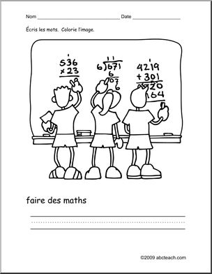 French: Colorie/Ãˆcris–â€¡ lÃˆcole, faire des maths
