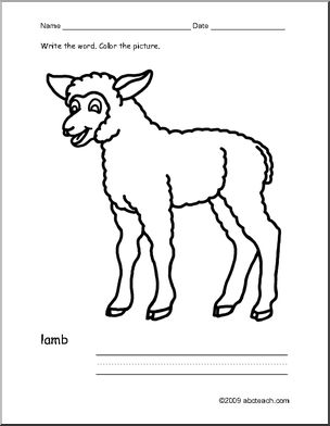 Coloring Page: Write and Color “Lamb” (ESL)