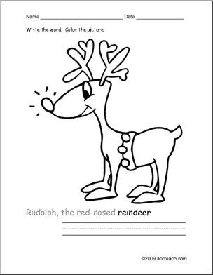 Coloring Page: Write and Color “Reindeer” (ESL)