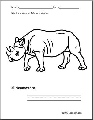 Spanish: PÂ·gina para colorear–el rinoceronte