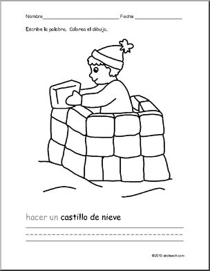 Spanish: PÂ·gina para colorear–hacer un castillo de nieve