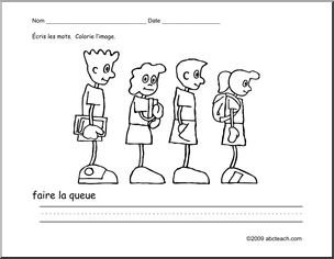 French: Colorie/Ãˆcris–â€¡ lÃˆcole, faire la queue