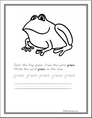 Trace and Color: Green – Frog