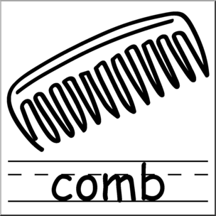 Clip Art: Basic Words: Comb B&W Labeled