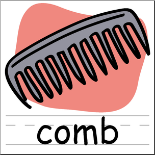 Clip Art: Basic Words: Comb Color Labeled